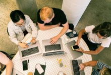 Students preparing marketing proposal for dissertation.